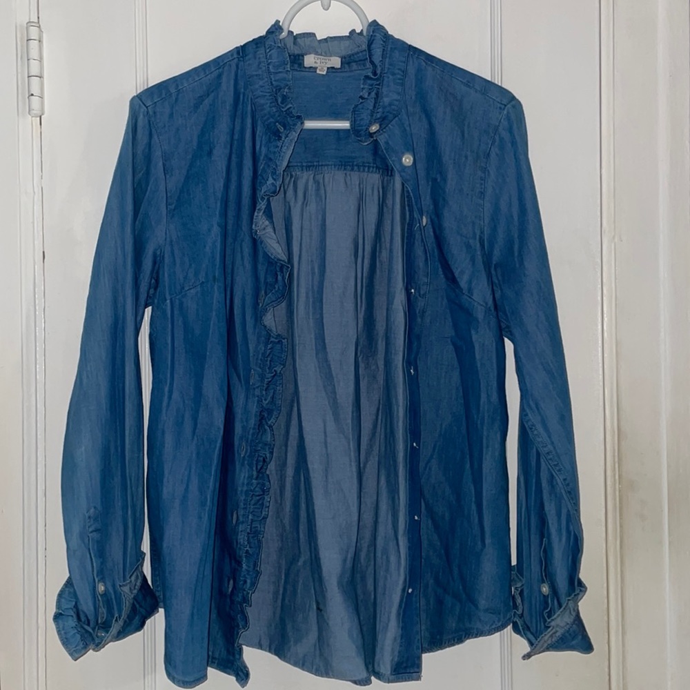 crown & ivy denim button up